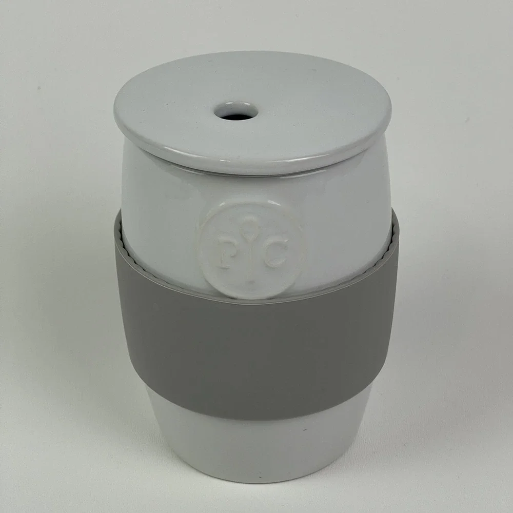 Pampered Chef Ceramic Egg Cooker Cup With Lid And Silicone Sleeve 1529